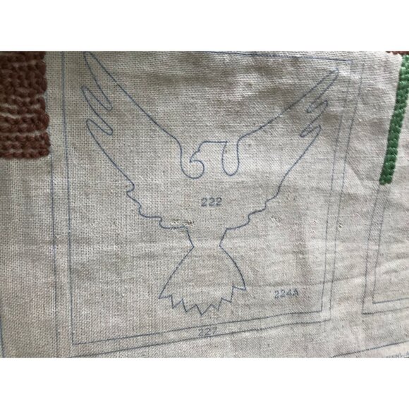 Vtg 1970's Handmade Punch Needle Wall Hanging Stars And Eagles Pattern 24" x 36" - Picture 2 of 10